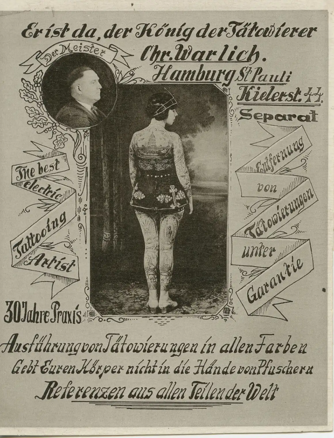 Advertising card of Christian Warlich, before 1948