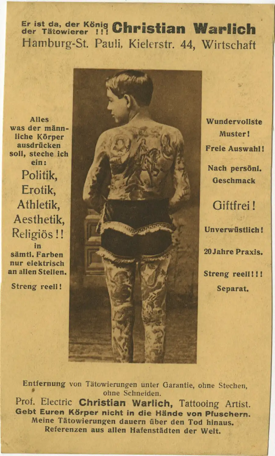 Advertising card of Christian Warlich, before 1948